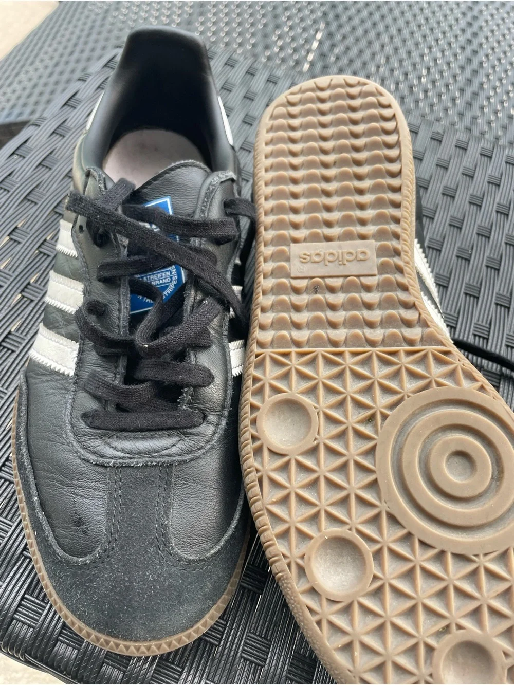 adidas Kids Black Sneakers with White Stripes